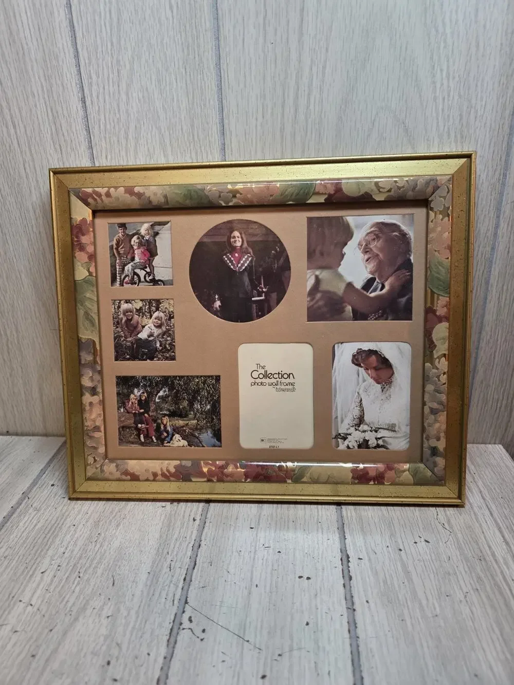 Vtg Floral Photo Frame Multipicture Wood Intercraft Collection 10x12 Gallery